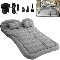 تصویر تشک هوایی بادی SAYGOGO برای اس ای یو، با بالش و بالش، نسخه بهبود یافته - خاکستری SAYGOGO SUV Air Mattress Camping Bed Cushion Pillow - Inflatable Thickened Car Air Bed with Air Pump Portable Sleeping Pad Mattress for Home Car Travel Camping Upgraded Version - Grey