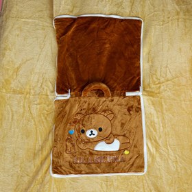 تصویر پتو بالشتی کیفی قهوه ای | Brown bag pillow blanket 
