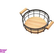 تصویر سبد فلزی گرد بزرگ بی وی کی طرح کاریزما مشکی کد 401125 Large round metal BVK basket, black Charisma design, code 401125