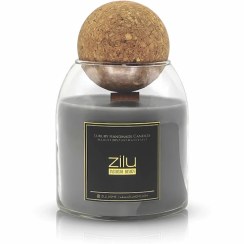 تصویر شمع معطر شیشه‌ای درب‌ توپی - رایحه ادکلنی و فیتیله چوبی 