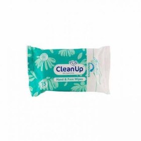 تصویر دستمال مرطوب پاک کننده دست و صورت مناسب پوست حساس 15 عددی کلین آپ Clean Up Hand And Face Wipes Sensetive 15 Pcs