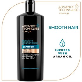 تصویر شامپو اون حاوی روغن آرگان و نارگیل AVON حجم 700 میل Advance Techniques Absolute Nourishment Shampoo 700ml