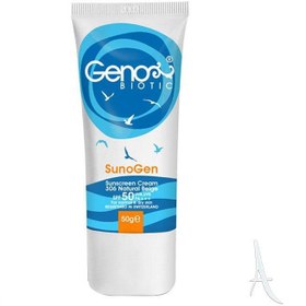 تصویر کرم ضد آفتاب رنگی ژنو بایوتیک (Geno Biotic) با SPF 50 مخصوص پوست نرمال و خشک بژ طبیعی وزن 50 گرم 