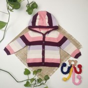 تصویر ژاکت بافت نوزادی دخترانه آستین بلند برند lupilu طرح راه راه کلاه دار صورتی رنگ - 6 تا 12 ماه - 6 تا 12 ماه | فروشگاه نام نیکو 