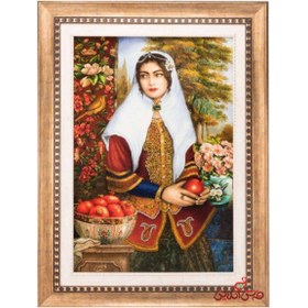 تصویر تابلو فرش دستبافت طرح دختر قاجار 