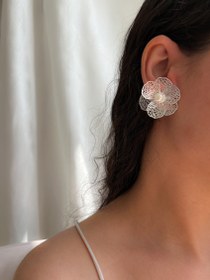 تصویر گوشواره تک مروارید گلد و سیلور 