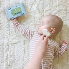 تصویر دستمال مرطوب کودک بسته 60 عددی موستلا Mustela Wipes 60 Pcs