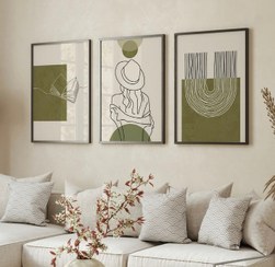تصویر تابلو مینیمال سبز سه عدد سایز ۶۰×۸۰ 