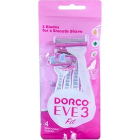 تصویر خودتراش دورکو EVE 3 Fit مدل 3 لبه بسته 4 تایی dorco eve3 fit 3 blades