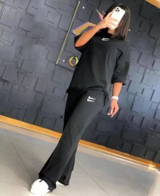 تصویر ست تیشرت شلوار گلکسی مشکی دونایک 