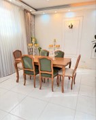 تصویر نهارخوری ۶ نفره میز مستطیلی، دوعدد پشت حصیری 