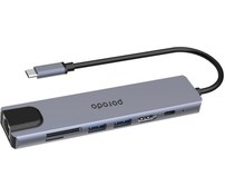 تصویر هاب تایپ‌ سی 7 پورت پورودو Porodo 7 in 1 Aluminum USB-C Hub PD-4K71C 