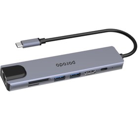 تصویر هاب تایپ‌ سی 7 پورت پورودو Porodo 7 in 1 Aluminum USB-C Hub PD-4K71C 