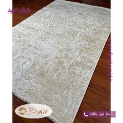 تصویر فرش ماشینی با الیاف طبیعی بامبو 1200 شانه هیستوریا کد m26c رنگ کرم فرش اکسیر 