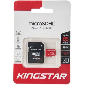 تصویر Kingstar UHS-I U1 Class 10 85MBps microSDHC With ا کارت حافظه microSDHC کینگ استار کلاس 10 استاندارد UHS-I U1 سرعت 85MBps همراه با آداپتور SD ظرفیت 16 گیگابایت کارت حافظه microSDHC کینگ استار کلاس 10 استاندارد UHS-I U1 سرعت 85MBps همراه با آداپتور SD ظرفیت 16 گیگابایت