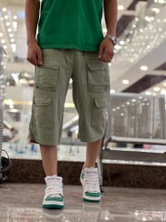 تصویر شلوارک کتان سبز پسته ای درجه یک زانو کاتر کد s18 Grade Green Pistachio Linen Shorts Knee Cutter Code S18