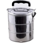 تصویر ظرف غذا سه‌طبقه استیل دسته‌دار ضد زنگ 