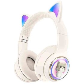 تصویر هدفون بی سیم بچگانه طرح گربه مدل AKZ60 WIRELESS HEADPHONE CAT EAR AKZ60