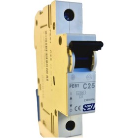 تصویر کلید مینیاتوری تک پل 2 آمپر تیپ C ساخت SEZ 