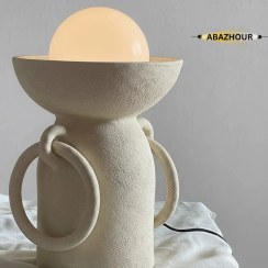 تصویر آباژور رومیزی دکوراتیو کد RD211 - سفالی دست ساز با حباب 