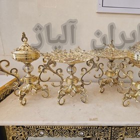 تصویر ظروف پذیرایی طرح برنجی دسته دار مدل رایکا 