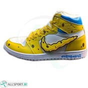 تصویر کفش بسکتبال مردانه ایر جرد ن Air Jordan 1 SpongeBob Yellow White 