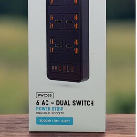 تصویر چندراهی برق هوشمند و شارژر پرودو Porodo Blue 6 AC – Dual Switch Power Strip PB-FWCH033-BK 