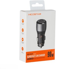 تصویر شارژر فندکی 90 وات دو پورت هایکواستار مدل HS-CC27 HICOSTAR HC-CC27 90W Car SuperFast Charger