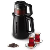 تصویر چای ساز و کتری روزانه 1700 واتی با قوری شیشه ای C F مدرن 1 2 لیتری 220 پلاستیکی Philips 