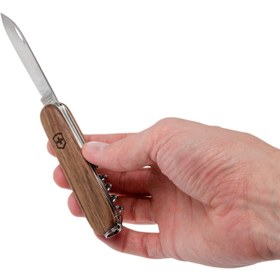 تصویر چاقوی جیبی چندکاره ویکتورینوکس اصل سوئیس ۱۰ کاره دسته چوبی victorinox 1.3601.63 