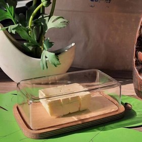 تصویر ظرف کره و پنیر خوری چوبی درب دار رایکا 
