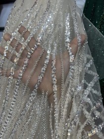 تصویر تور پولک دوزی پنلی سبزتیره 