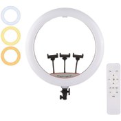 تصویر رینگ لایت مدل LJJ-22 به همراه 3 عدد هولدر گوشی و ریموت کنترل LJJ-22 22 Inch Soft Ring Light With Remote Control