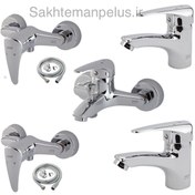 تصویر ست شیرآلات کسری کارون کروم ۷ عددی 