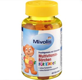 تصویر مولتی ویتامین خرسی میوه ای کودکان 60 عدد. Mivolis Multivitamin-Bärchen für Kinder Fruchtgummis, 60 St, 60 St 