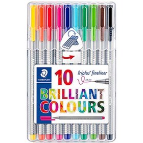 تصویر روان نویس triplus استدلر 10 رنگ جعبه طلقی ا Triplus 10 Color Rollerball Pen Triplus 10 Color Rollerball Pen