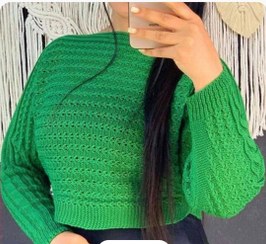 تصویر کراپ بافت زنانه آستین بلند رنگ سبز زارا 