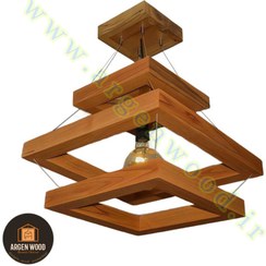 تصویر لوستر سقفی چوبی خاص تک شعله 