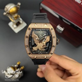 تصویر ساعت ریچارد میل شاهین نگین دار رزگلد ساعت مچی ریچارد میل (Richard mille)