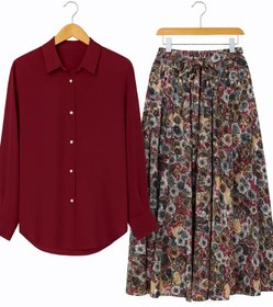 تصویر ست دوتیکه شومیز دامن یلدایی در 4 رنگ 