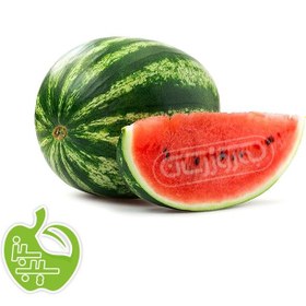 تصویر هندوانه کوچک برند سیب سبز وزن تقریبی بین 5 تا 7 کیلوگرمی 
