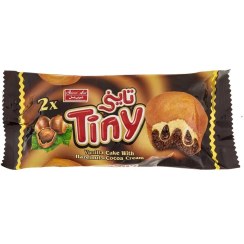 تصویر کیک تاینی دوقلو کرمدار کاکائویی فندقی شیرین عسل - 60 گرم 36 عددی 