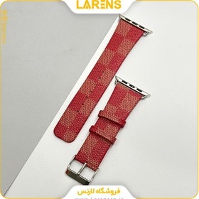 تصویر لارنس | قیمت و خرید بند Leather سری LV-Damier اپل واچ 38/40/41mm رنگ Red 