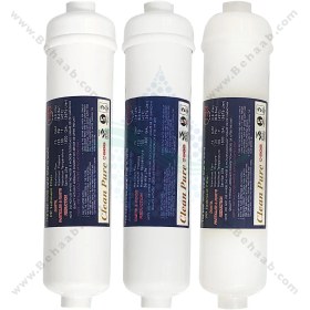 تصویر پک 3 عددی فیلتر اینلاین تصفیه آب کلین پیور ایرانی Water Filters Set PP Sediment GAC CTO Inline Clean Pure