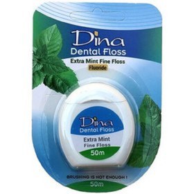 تصویر نخ دندان نازک نعنایی دینا 50 متر Dina Extra Mint Dental Floss 50 m