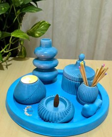 تصویر ست دکوری آبی - سفید 