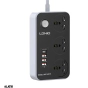 تصویر هاب شارژر و چند راهی برق الدینیو مدل SC3412 LDNIO SC34124 USB Port Hub 3 Power Socket