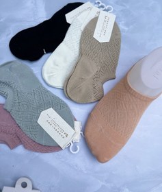 تصویر جوراب زیر قوزک زنانه طرح زاپدار Bross‎‎ - سفید Women's ankle socks with Zapdar Bross design