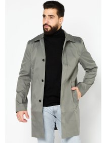 تصویر کت شلواری مردانه، رنگ زیتونی برند selected Men Solid Trench Coat Jackets, Olive