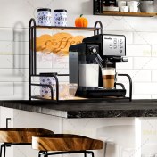 تصویر استند قهوه‌ساز چوب و فلز 